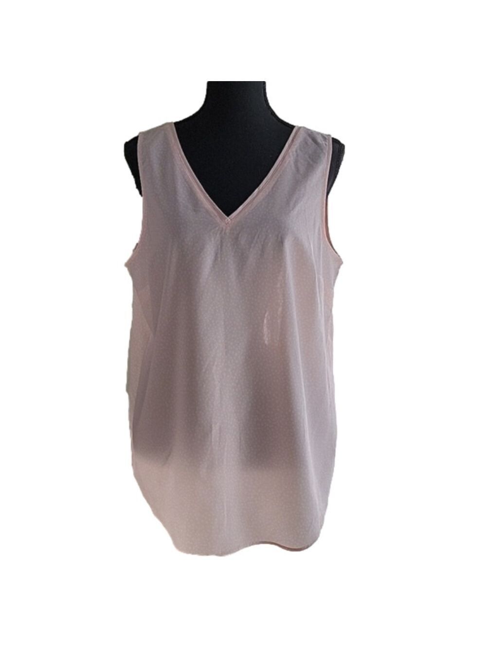 Banana Republic Pink White Dotted V-Neck Tank Size Large EUC